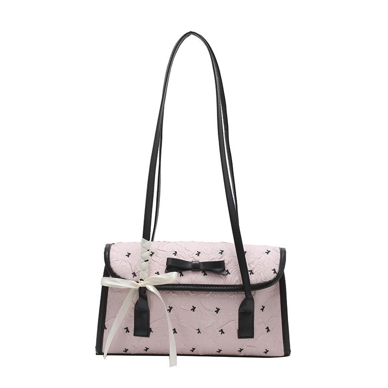 2026 Fashion Bow Underarm Bag Korean Niche Women Handbag Bow Shoulder Bag Large Capacity Casual Shopping