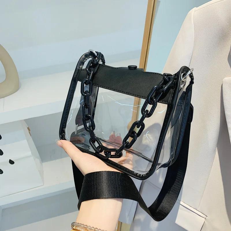 2026 Clear Crossbody Bag for Women PVC Transparent Single Shoulder Chain Portable Messenger Bags Small