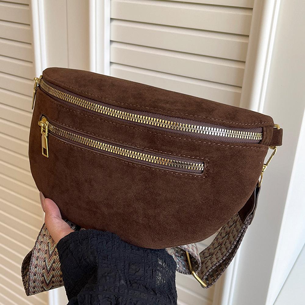 2026 2026 Winter Faux Suede Chest Bag Woman Waist Bag Street Trend Fanny Pack Casual travel Female