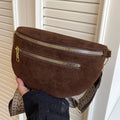 2026 2026 Winter Faux Suede Chest Bag Woman Waist Bag Street Trend Fanny Pack Casual travel Female