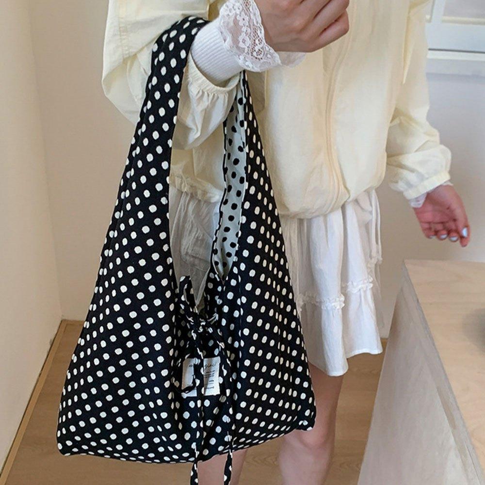 2026 Casual Simple Polka Dots Handbag, Korean Double-Sided Shoulder Bag, Fashionable Large Capacity