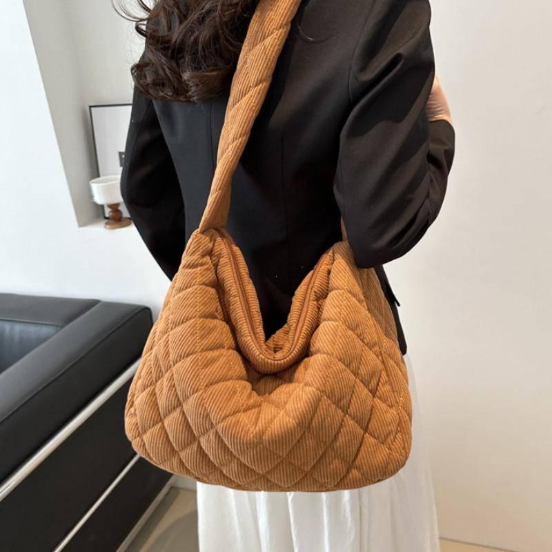 2026 Casual Diamond Corduroy Solid Colour Shoulder Bag Winter Thread Minimalistic Crossbody Bag Thick
