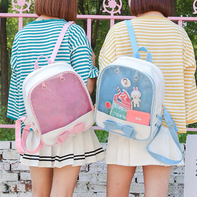 2026 Clear Transparent Kawaii Backpacks Women Harajuku Bow-knot Itabags School Bags for Teenager Girls