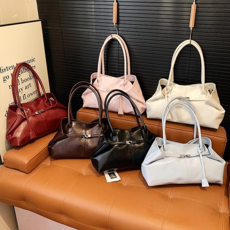 2026 2026 New Large Capacity Soft Leather Pleated Women's Handbag Retro Commuter Tote Bag Quality Single