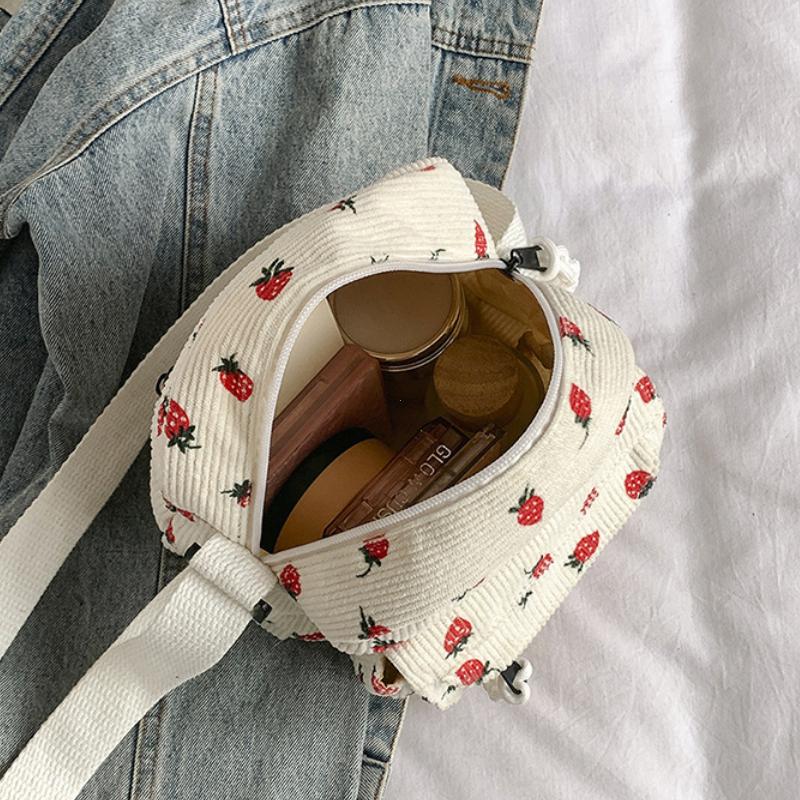 2026 Cute Strawberry Shoulder Bag Casual Zipper Trendy Crossbody Bag Tote Handbag for Women Girls Travel