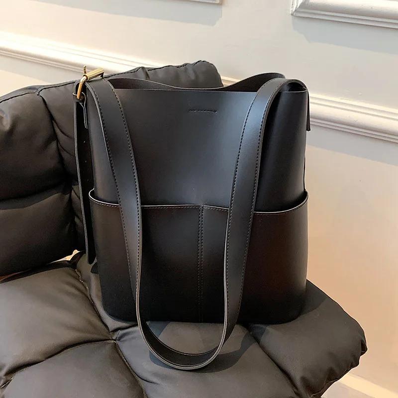 2026 Fashionable 2026 Women's Leather Shoulder Bucket Bags Handbags Winter Fall Autumn Femme Design