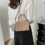 2026 2026 New Fashion Shoulder Bag Plaid PU Leather Ladies Square Handbags Brand Designer Small Black