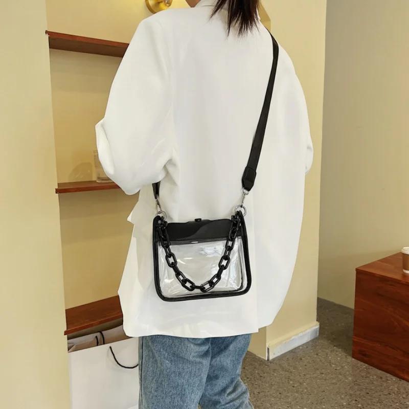2026 Clear Crossbody Bag for Women PVC Transparent Single Shoulder Chain Portable Messenger Bags Small