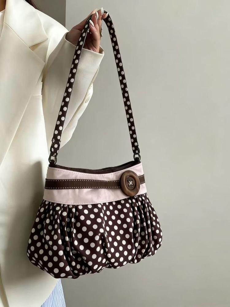 2026 Fashion Messenger Bags for Women 2026 New Arrive Vintage Polka Dot Handbag Korean Large-capacity