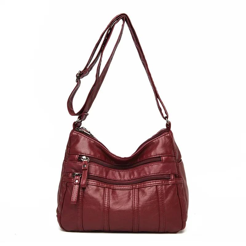 2026 Fashion Soft Leather Crossbody Bags for Women 2026 Casual Female Multi Pocket Messenger Bags Retro