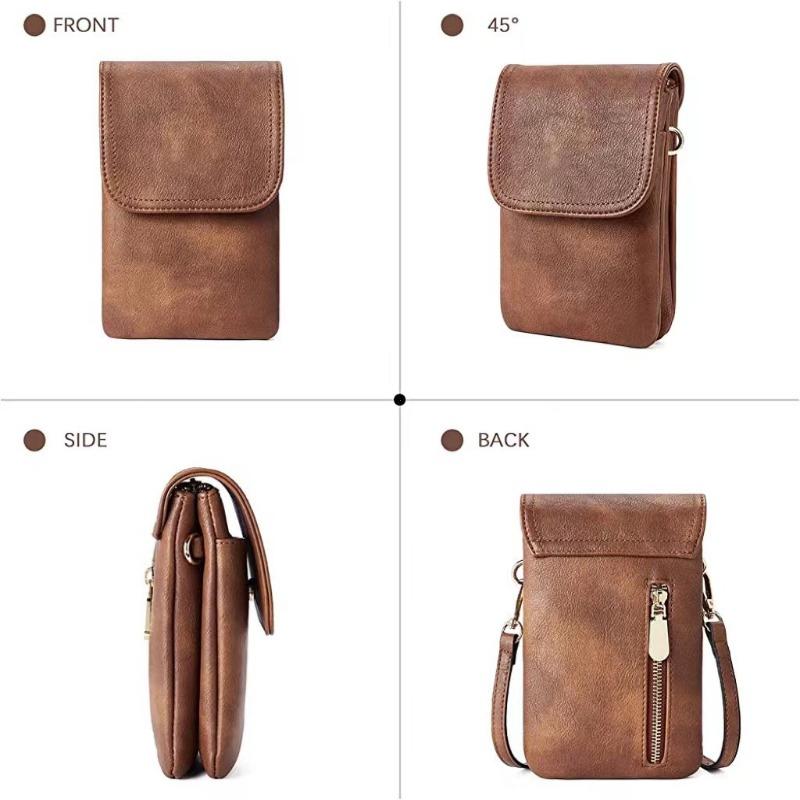 2026 Fashionable and Minimalist PU Leather Women's Crossbody Bag Designer Mobile Phone Bag Change Small