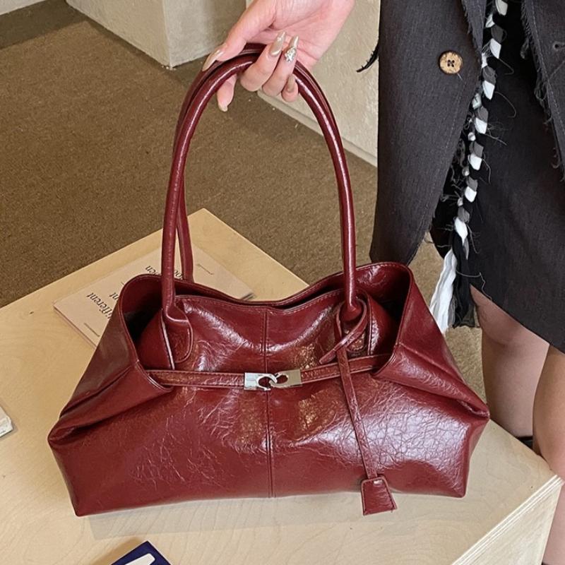 2026 2026 New Large Capacity Soft Leather Pleated Women's Handbag Retro Commuter Tote Bag Quality Single