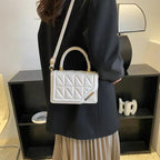 2026 2026 New Fashion Shoulder Bag Plaid PU Leather Ladies Square Handbags Brand Designer Small Black