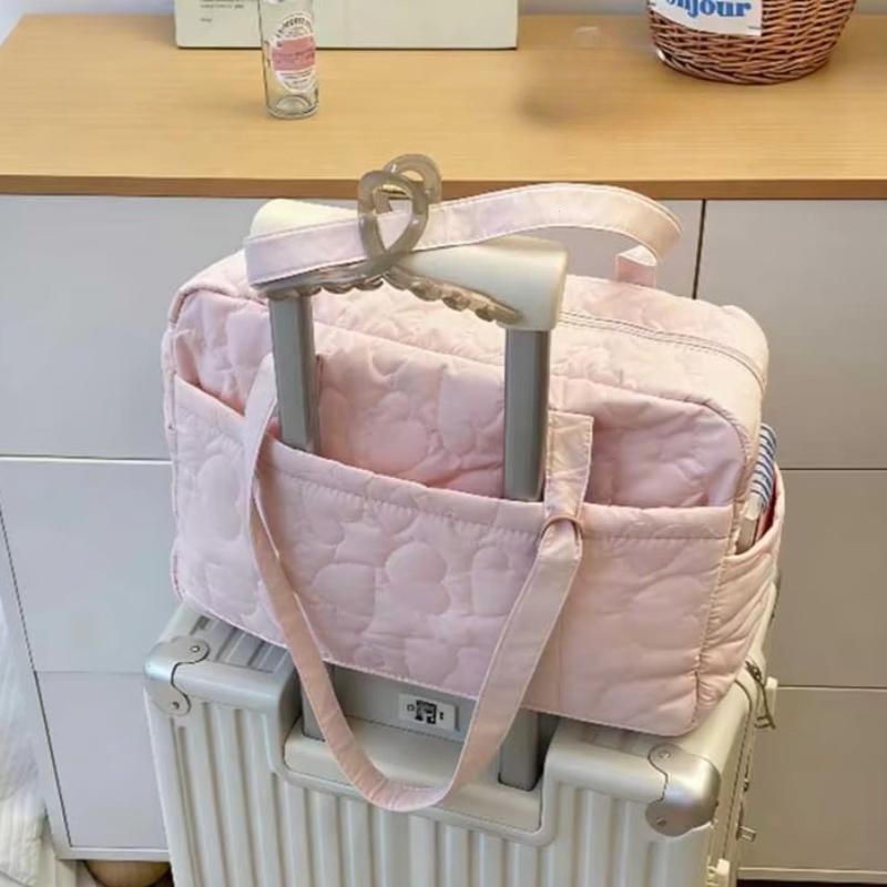 2026 Casual Underarm Bag Travel Luggage Bag Korean Style Solid Color Mommy Bag Tote Bags Heart Travel