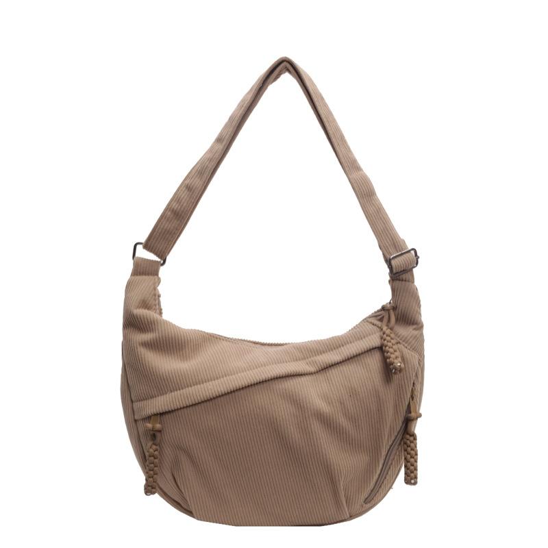 2026 Corduroy Shoulder Bag Solid Color Women Crossbody Bag with Pockets Crescent Bag Everyday Sling Bags