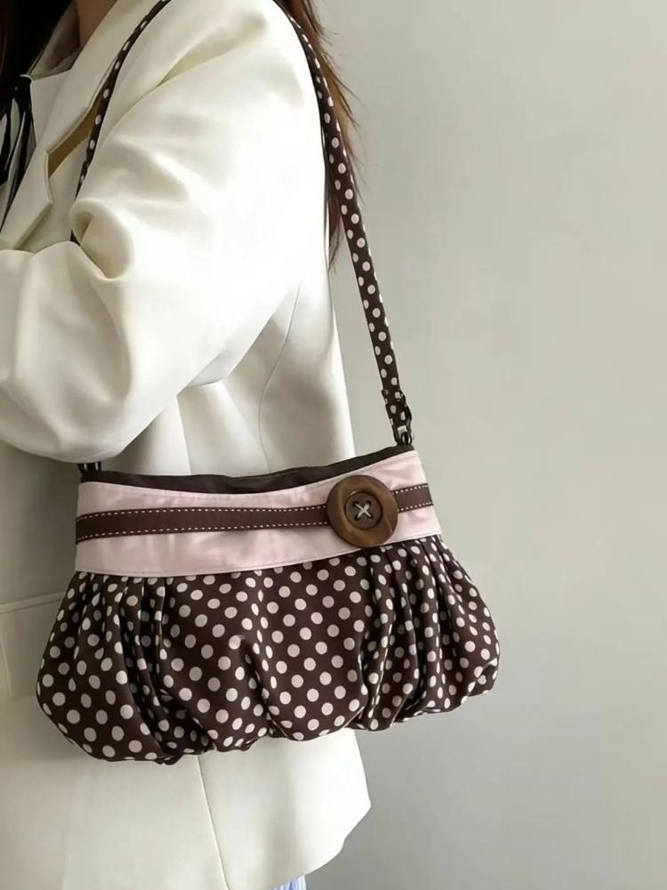 2026 Fashion Messenger Bags for Women 2026 New Arrive Vintage Polka Dot Handbag Korean Large-capacity