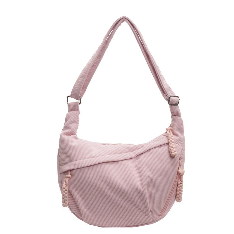 2026 Corduroy Shoulder Bag Solid Color Women Crossbody Bag with Pockets Crescent Bag Everyday Sling Bags