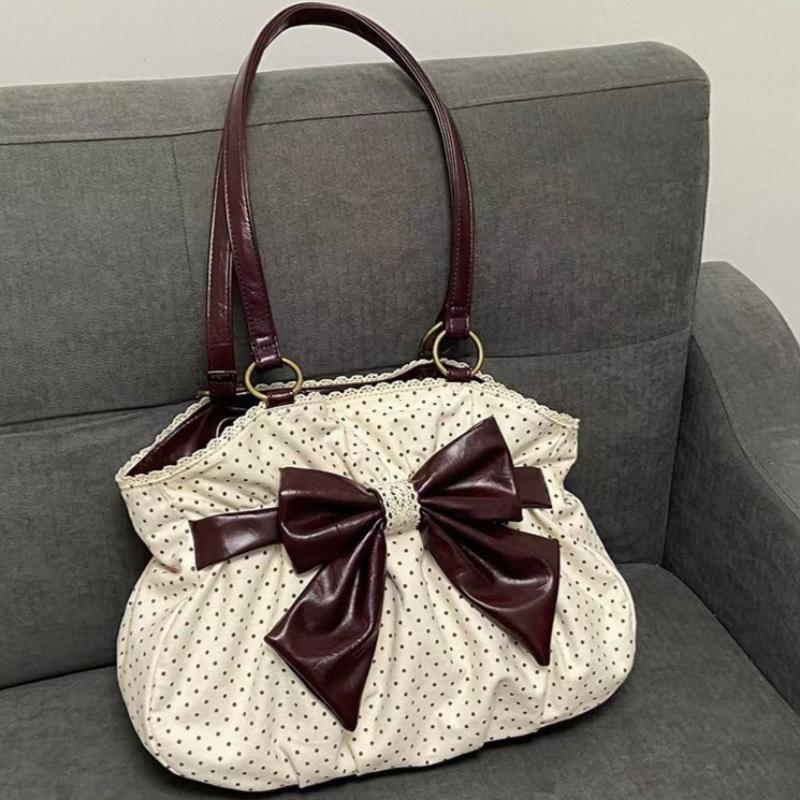 2026 Chic Polka Dot Tote Bag Casual Commuting Vintage Women Handbags Shoulder Bag Versatile Large