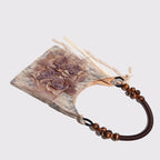 2026 Chinese Style Rose Decor Shoulder Bags Fashion Commuter Tote Bags Classic Pleated Handbags High