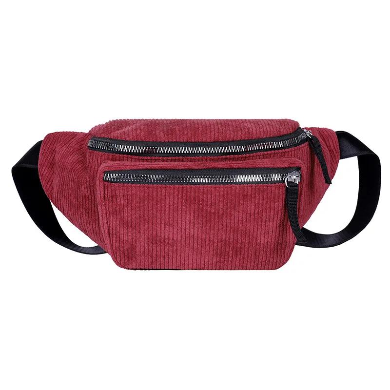 2026 Corduroy Chest Bags for Women Fanny Pack Crossbody Bags Sport Half Moon Waist Belt Bag Fashion Phone
