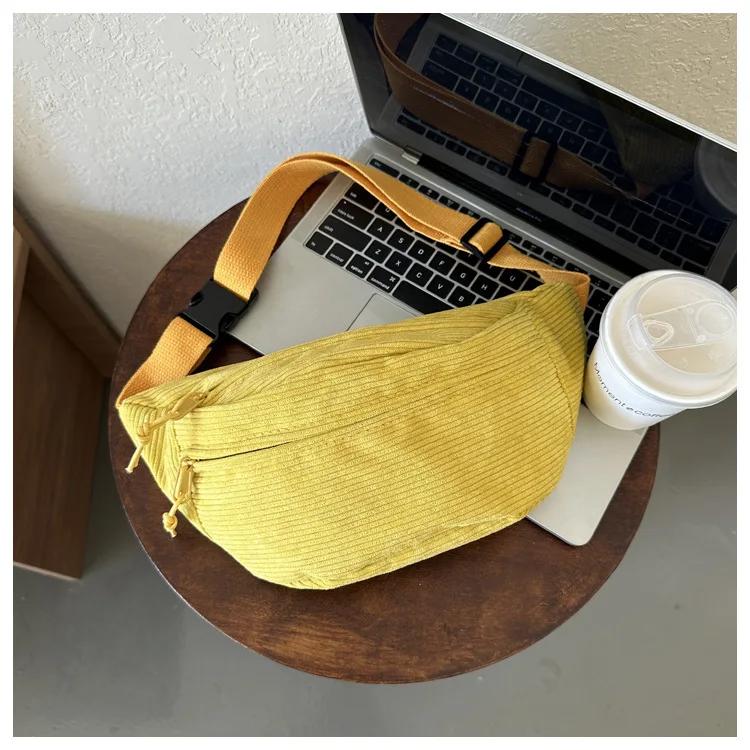 2026 Corduroy Women Waist Bag Canvas Student Shoulder Crossbody Chest Bag 2026 Fanny Pack Fashion Phone