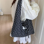 2026 Casual Simple Polka Dots Handbag, Korean Double-Sided Shoulder Bag, Fashionable Large Capacity
