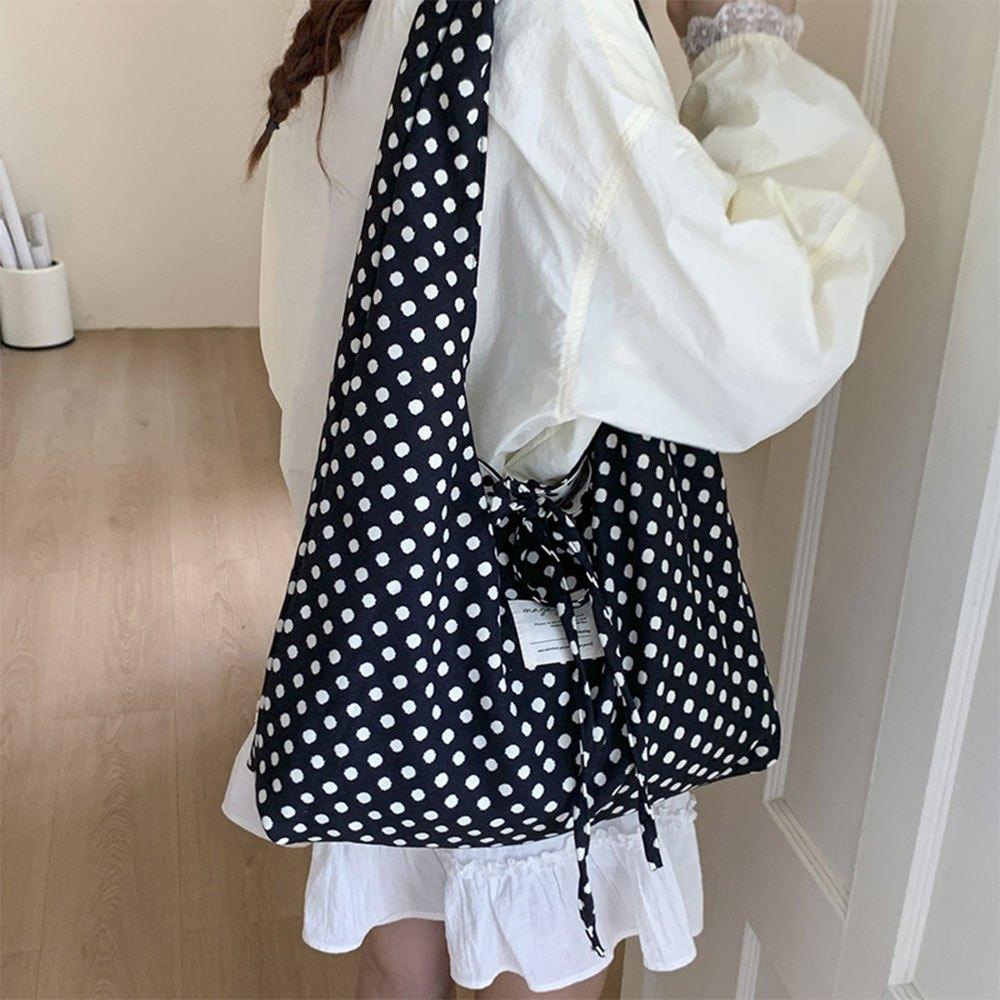 2026 Casual Simple Polka Dots Handbag, Korean Double-Sided Shoulder Bag, Fashionable Large Capacity