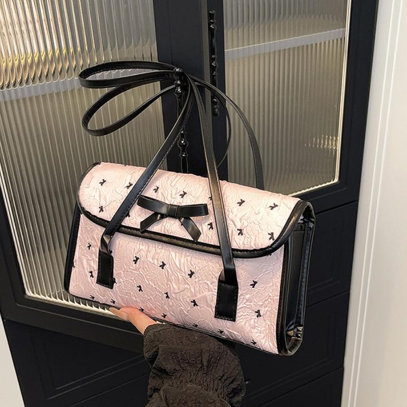 2026 Fashion Bow Underarm Bag Korean Niche Women Handbag Bow Shoulder Bag Large Capacity Casual Shopping
