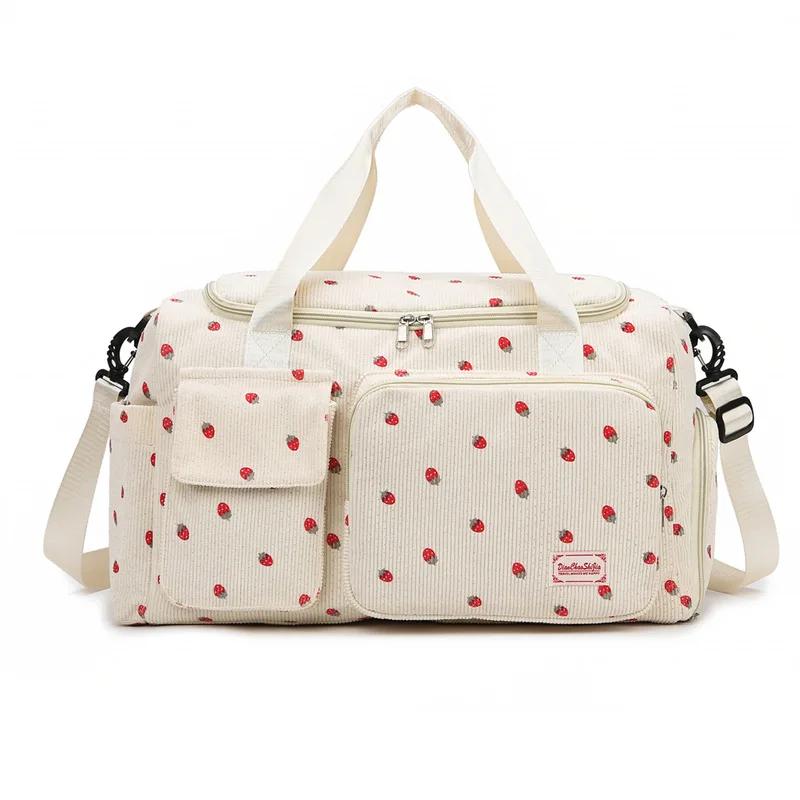 2026 Corduroy Travel Tote Bag Large Capacity Carry On Travel Bag With Shoe Compartment Sports Fitness