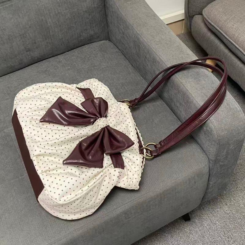 2026 Chic Polka Dot Tote Bag Casual Commuting Vintage Women Handbags Shoulder Bag Versatile Large