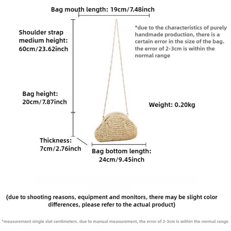 2026 2026 Summer New Straw Weaving Crossbody Bag Fashionable and Casual Shell Bag Women's Shoulder Bag