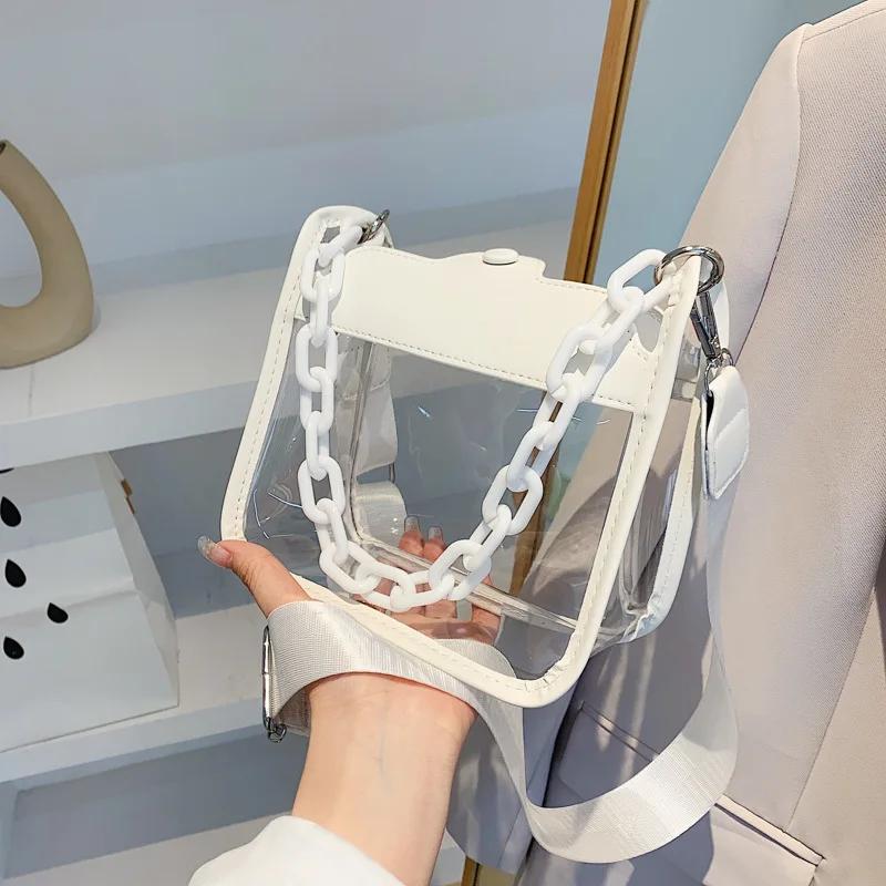 2026 Clear Crossbody Bag for Women PVC Transparent Single Shoulder Chain Portable Messenger Bags Small
