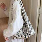 2026 Casual Simple Polka Dots Handbag, Korean Double-Sided Shoulder Bag, Fashionable Large Capacity