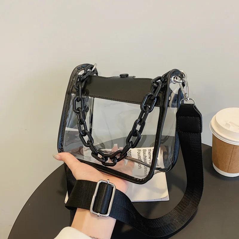 2026 Clear Crossbody Bag for Women PVC Transparent Single Shoulder Chain Portable Messenger Bags Small