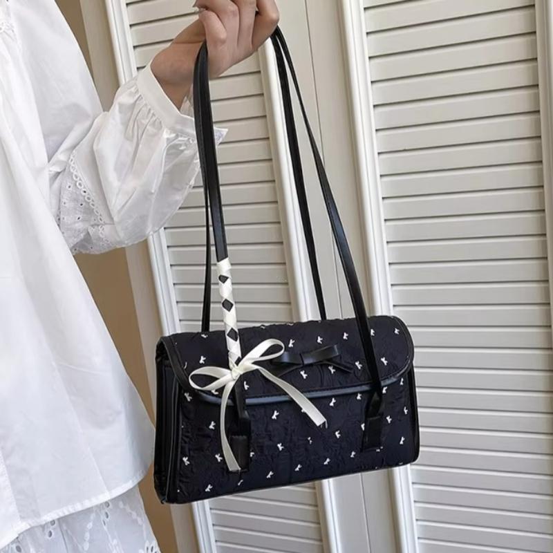 2026 Fashion Bow Underarm Bag Korean Niche Women Handbag Bow Shoulder Bag Large Capacity Casual Shopping