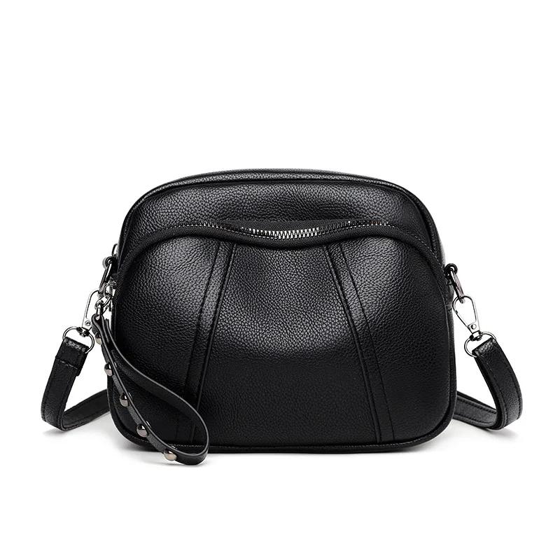 2026 Fashion Soft Leather Crossbody Bags for Women 2026 Casual Female Multi Pocket Messenger Bags Retro