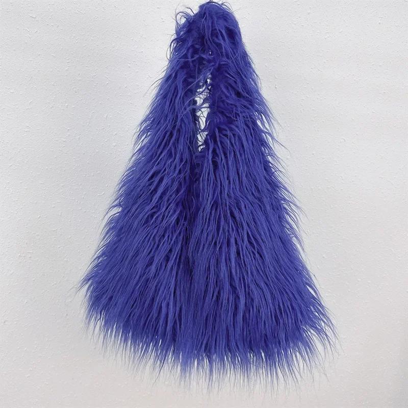 2026 2026 NEW Wool Women's Plush Shoulder Bags Y2k Hot Girls Faux Fur Drawstring Bucket Bag Fashion
