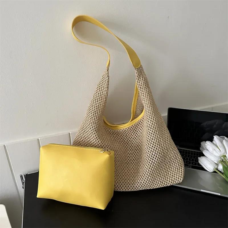 2026 Casual Beach Summer Popular Woven Mother-in-law Bag 2026 Fashionable One-shoulder Seaside Travel