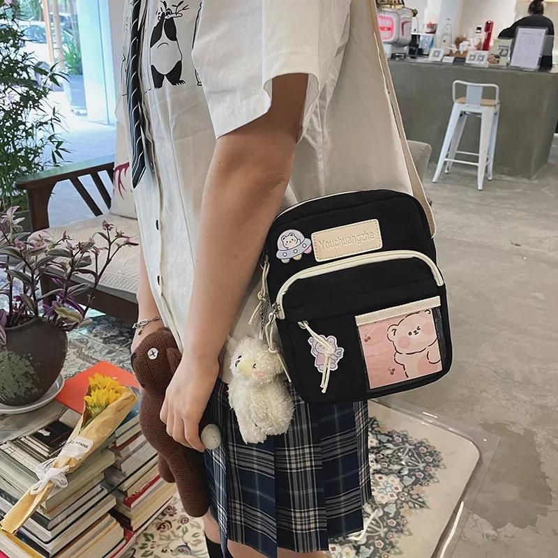 2026 2026 New Women Personality Creative Transparent Card Girl Student Messenger Bag Cute Funny Mobile
