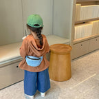 2026 Children's Denim Waist Bag Solid Fashion Zipped Kids Waist Pack Casual Outdoor Sport Bodycross Bag