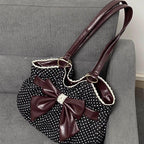 2026 Chic Polka Dot Tote Bag Casual Commuting Vintage Women Handbags Shoulder Bag Versatile Large