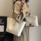 2026 Branded Designer Shoulder Tote Bags For Women Soft PU Leather 2-IN-1 Big Capacity Shopper Tote Set