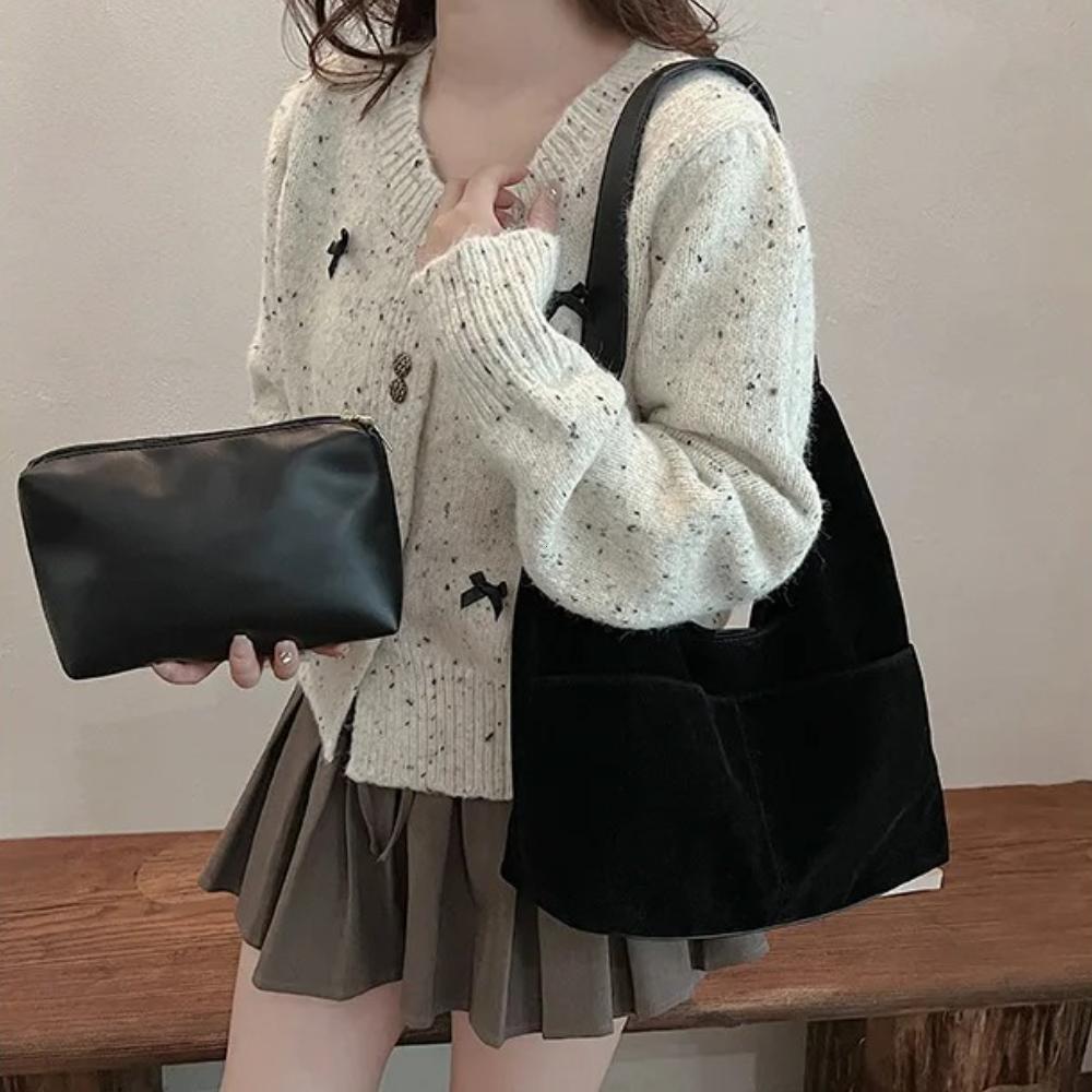 2026 2-IN-1 Underarm Shoulder Bag Sets for Women Faux Suede Multi Pockets Large Capacity Shopper Tote Bag