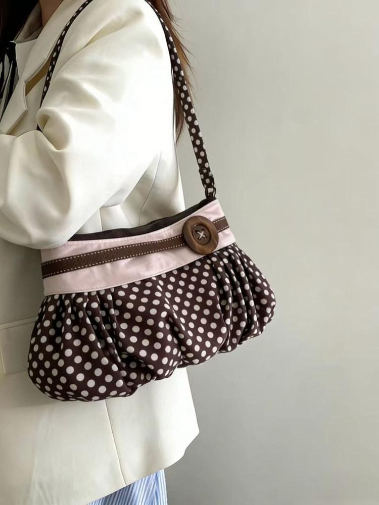 2026 Fashion Messenger Bags for Women 2026 New Arrive Vintage Polka Dot Handbag Korean Large-capacity