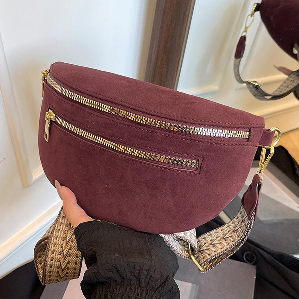 2026 2026 Winter Faux Suede Chest Bag Woman Waist Bag Street Trend Fanny Pack Casual travel Female