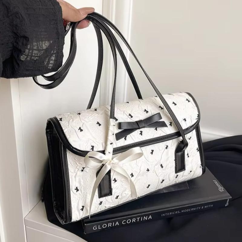 2026 Fashion Bow Underarm Bag Korean Niche Women Handbag Bow Shoulder Bag Large Capacity Casual Shopping