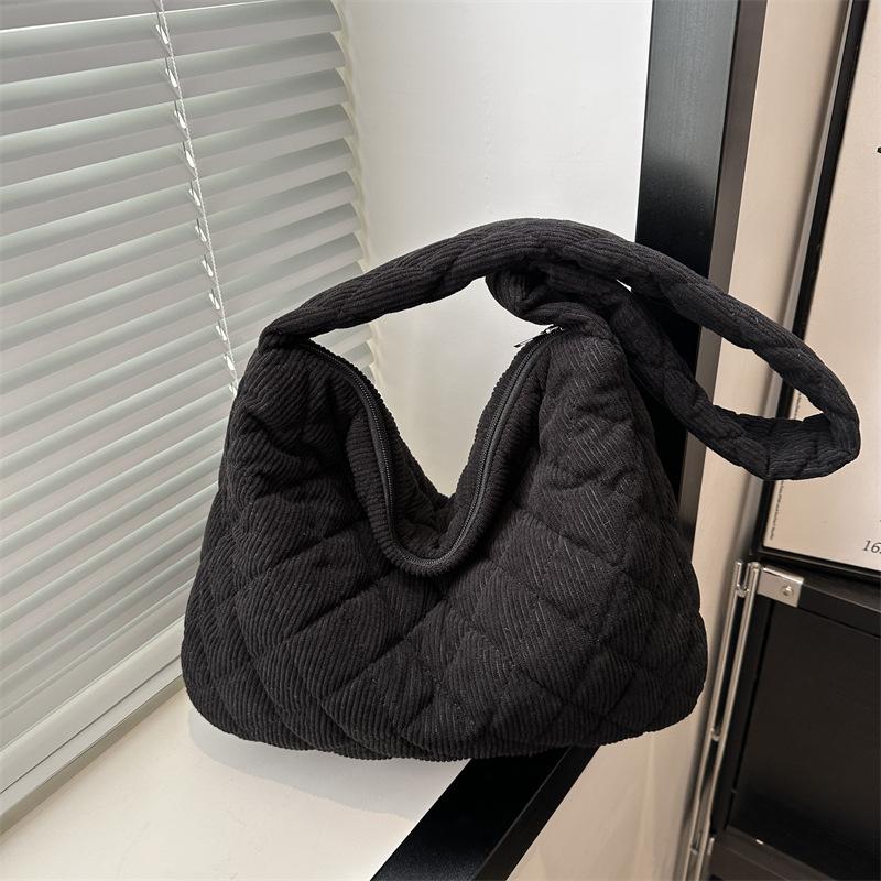 2026 Casual Diamond Corduroy Solid Colour Shoulder Bag Winter Thread Minimalistic Crossbody Bag Thick