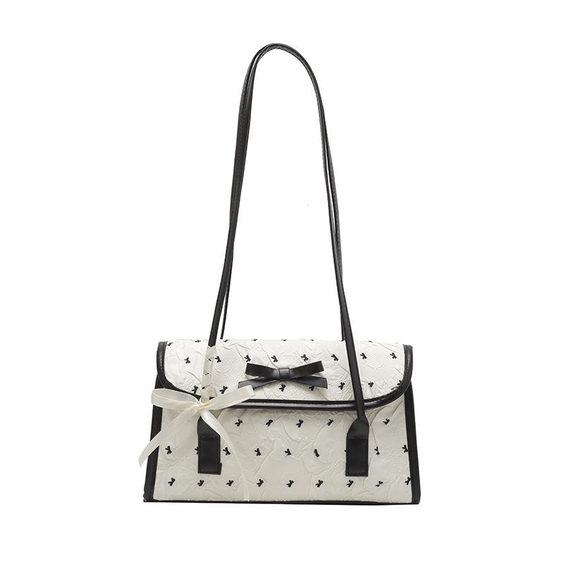 2026 Fashion Bow Underarm Bag Korean Niche Women Handbag Bow Shoulder Bag Large Capacity Casual Shopping