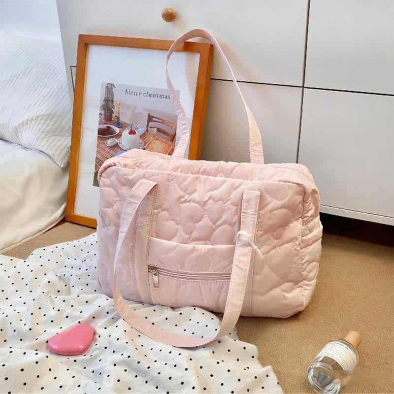 2026 Casual Underarm Bag Travel Luggage Bag Korean Style Solid Color Mommy Bag Tote Bags Heart Travel