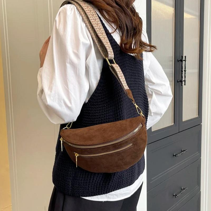 2026 2026 Winter Faux Suede Chest Bag Woman Waist Bag Street Trend Fanny Pack Casual travel Female
